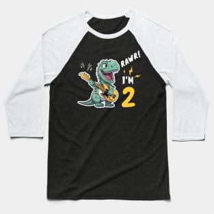 Kids Rawr I'm 2 2nd Birthday Dinosaur Boys Dino T Rex 2 Years Baseball T-Shirt